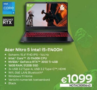 CompuDeals Acer Nitro 5 Intel i5-11400H aanbieding