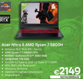 CompuDeals Acer Nitro 5 AMD Ryzen 7 5800H aanbieding