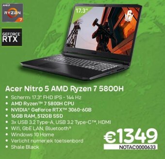 CompuDeals Acer Nitro 5 AMD Ryzen 7 5800H aanbieding