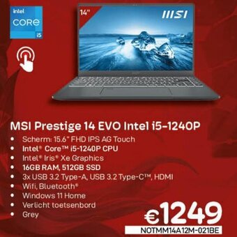 MSI Prestige 14 EVO Intel i5-1240P