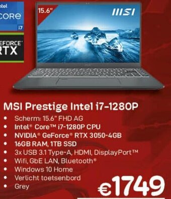 CompuDeals MSI Prestige Intel i7-1280P aanbieding