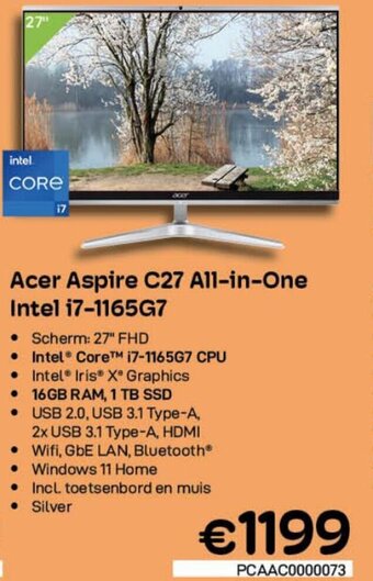 CompuDeals Acer Aspire C27 All-in-One Intel i7-1165G7 aanbieding
