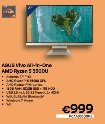 CompuDeals ASUS Vivo All-in-One AMD Ryzen 5 5500U aanbieding
