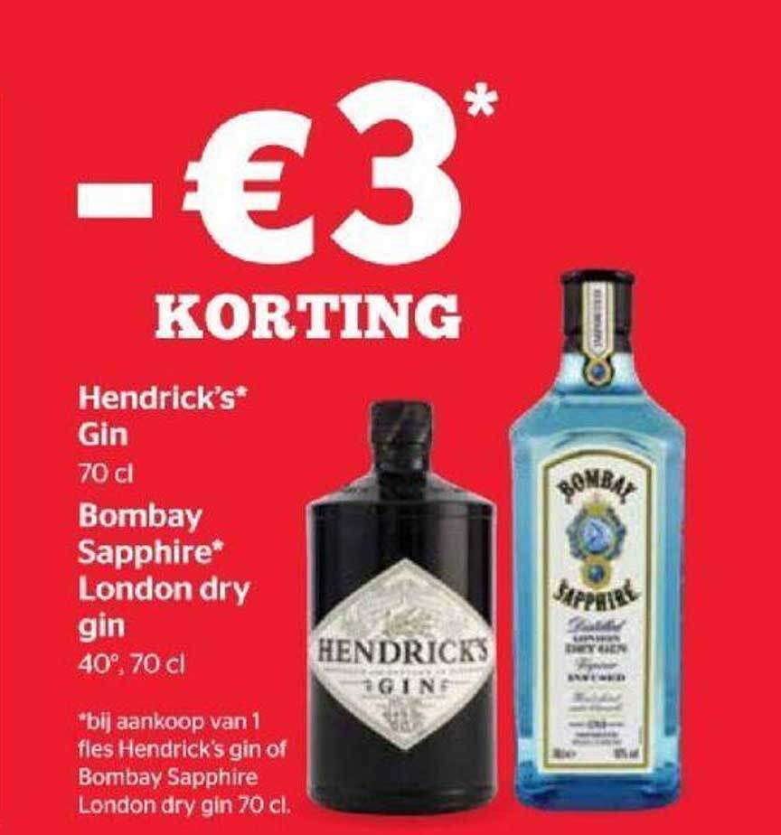 Hendrick's Gin, Bombay Sapphire London Dry Gin promotie bij Spar