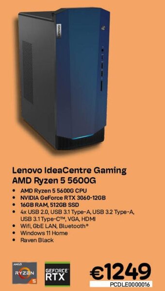 CompuDeals Lenovo IdeaCentre Gaming AMD Ryzen 5 5600G aanbieding