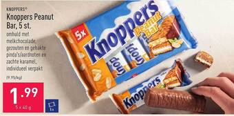 ALDI Knoppers Peanut Bar, 5 St aanbieding