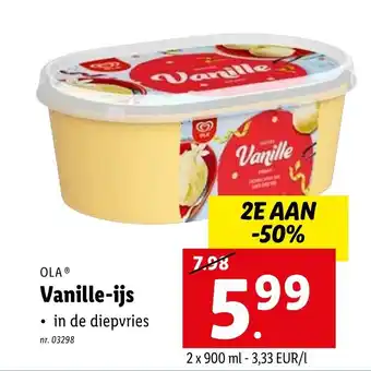Lidl OLA Vanille-ijs 2x900 ml aanbieding