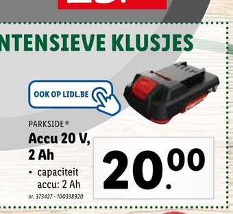 Lidl Parkside Accu 20 V, 2 Ah aanbieding