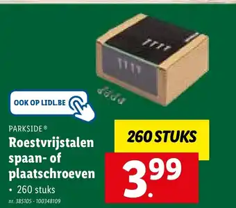 Parkside Roestvrijstalen spaan- of plaatschroeven 260 stuks