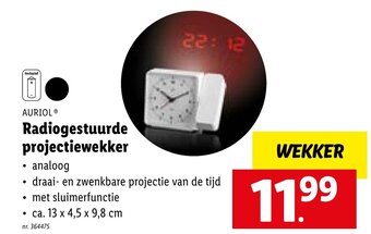 Lidl Auriol Radiogestuurde Projectiewekker aanbieding