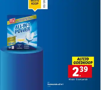 Lidl Vaatwastabs All-in-1 Power 40 Tabs aanbieding