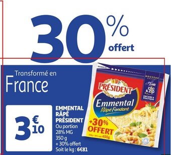 Auchan Emmental Rape President 350g aanbieding