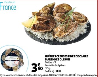 Huitres Creuses Fines De Claire Marennes Oleron 375g