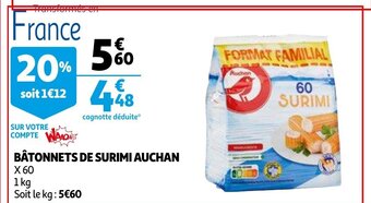 Auchan Batonnets De Surimi Auchan x60 1kg aanbieding