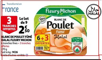Auchan Blanc De Poulet Fume Halal Fleury Michon 270g aanbieding