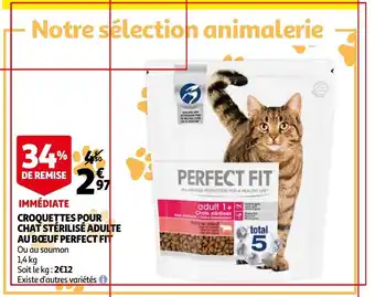 Auchan Croquettes Pour Chat Sterilise Adulte Au Beuf Perfect Fit aanbieding