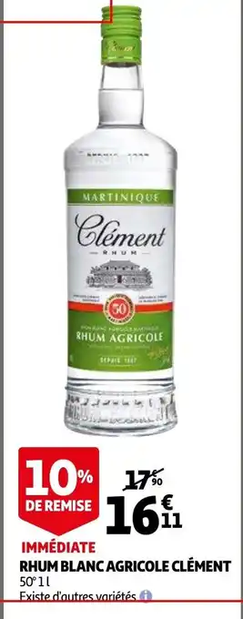Auchan Rhum Blanc Agricole Clement 1L aanbieding
