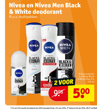 Kruidvat Nivea en nivea men black & white deodorant aanbieding
