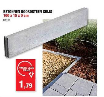 Hubo Betonnen Boordsteen Grijs aanbieding