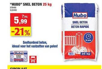 Hubo Hubo Snel Beton 25 Kg aanbieding