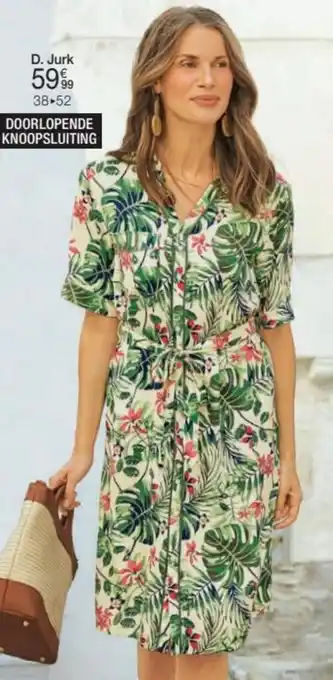 Damart Soepele Jurk Met Knopen, Tropical Print aanbieding