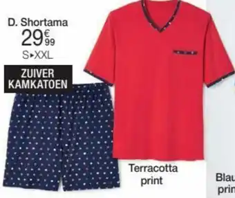 Damart Shortama in Jersey, Zuiver Kamkatoen Terracotta Print aanbieding