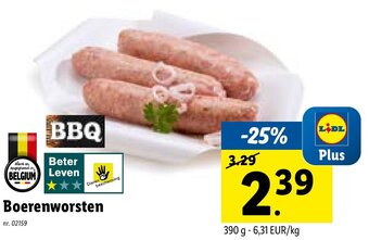 Lidl Boerenworsten aanbieding