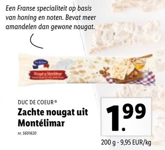 Lidl Duc De Coeur Zachte nougat uit Montelimar aanbieding