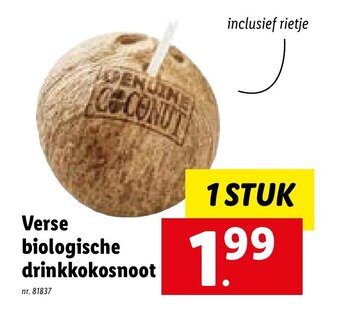 Lidl Verse biologische drinkkokosnoot aanbieding