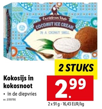 Lidl Kokosijs in kokosnoot aanbieding