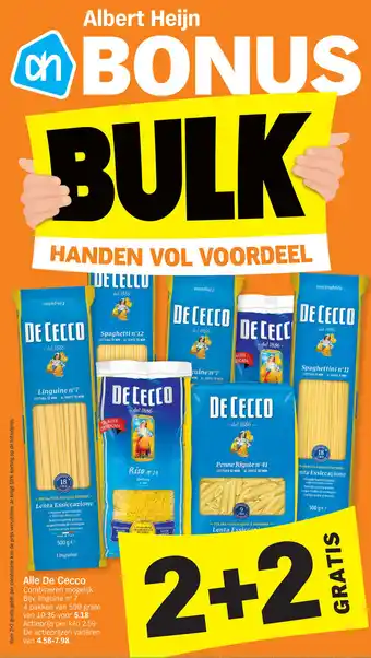 Albert Heijn Alle De Cecco 4 pakken van 500 gram aanbieding