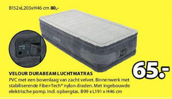 Jysk Velour Durabeam Luchtmatras B152xL203xH46 cm aanbieding