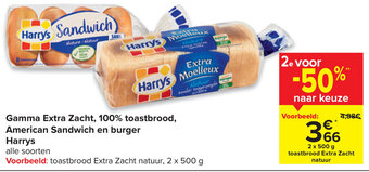 Carrefour Gamma Extra Zacht, 100% toastbrood, American Sandwich en burger Harrys aanbieding