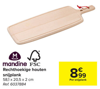 Mandine Rechthoekige houten snijplank