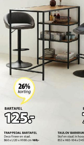 Jysk Trappedal Bartafel B60 x L120 x H100 cm aanbieding