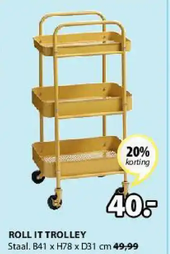 Jysk Roll It Trolley B41 x H78 x D31 cm aanbieding
