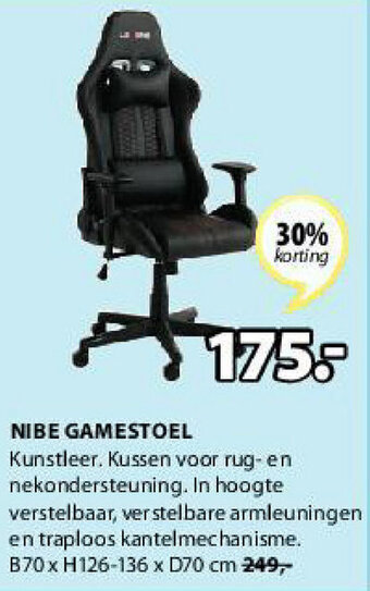 Jysk Nibe Gamestoel B70 x H126-136 x D70 cm aanbieding