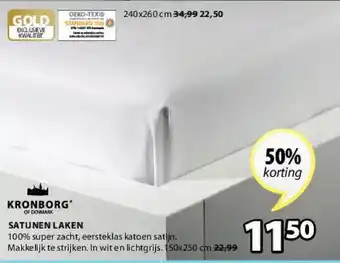 Jysk Satijnen Laken 150x250 cm aanbieding