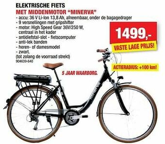 Hubo Elektrische fiets met middenmotor minerva aanbieding