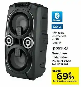 Carrefour Poss draagbare luidspreker psparty120 aanbieding