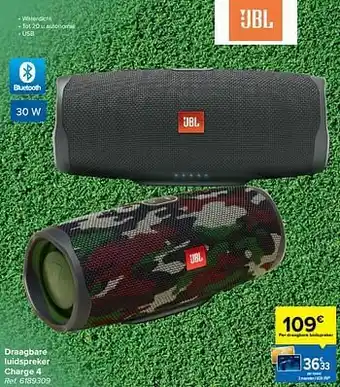 Carrefour Jbl draagbare luidspreker charge 4 aanbieding