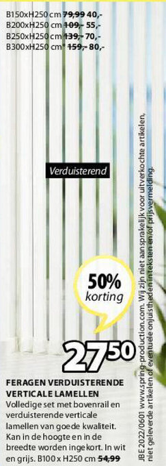 Jysk Feragen Verduisterende Verticale Lamellen aanbieding