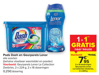 Carrefour Pods Dash en Geurparels Lenor aanbieding