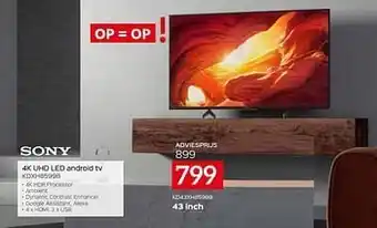 Sony 4k uhd led android tv kd43xh8599b 43 inch