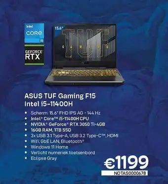 CompuDeals Asus Tuf Gaming F15 Intel I511400h aanbieding