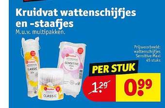 Kruidvat Kruidvat Wattenschijfjes En Staafjes aanbieding