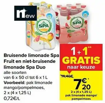 Carrefour Spa duo pak limonade mango-pompelmoes aanbieding
