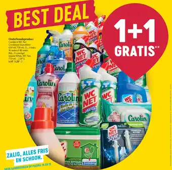 Delhaize Onderhoudsproduct Carolin of WC Net Combineer & profiteer 650ml 750ml aanbieding
