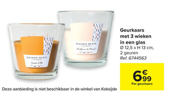 Carrefour Geurkaars met 3 wieken in een glas aanbieding