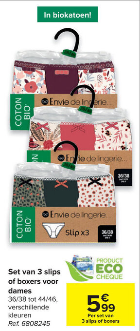 Carrefour Set van 3 slips of boxers voor dames aanbieding
